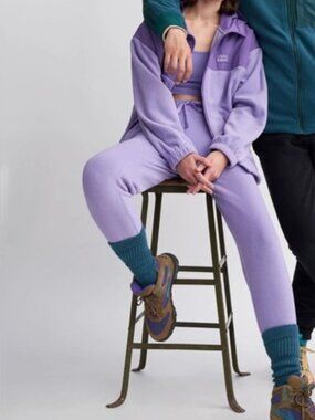 Roots x Polartec Collaboration Two-Tone Purple Fleece Hoodie NWT